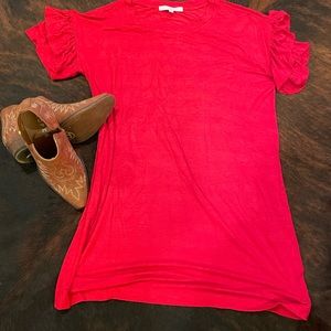 Red dress. Flowy and super cute ruffle sleeves
